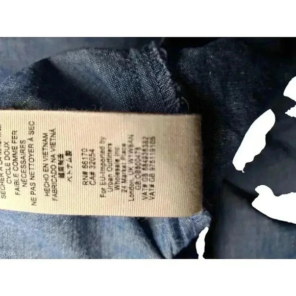 Free People Carolina Chambray Mini Dress denim button down size 6 academia - Picture 9 of 12